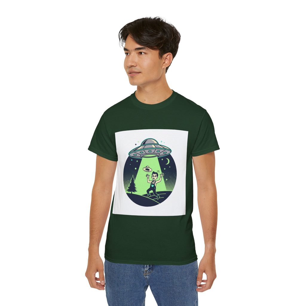 Alien Abduction T-Shirt — Retro UFO Beam Graphic Tee