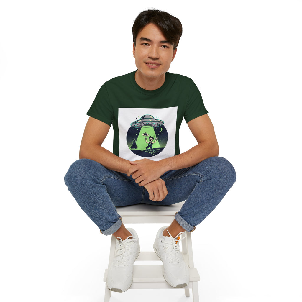 Alien Abduction T-Shirt — Retro UFO Beam Graphic Tee