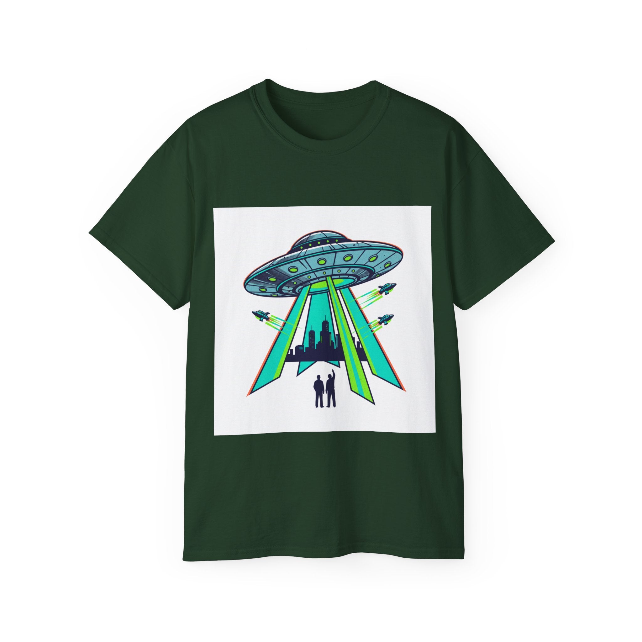 Alien Abduction Graphic Tee — Retro UFO Beam Design