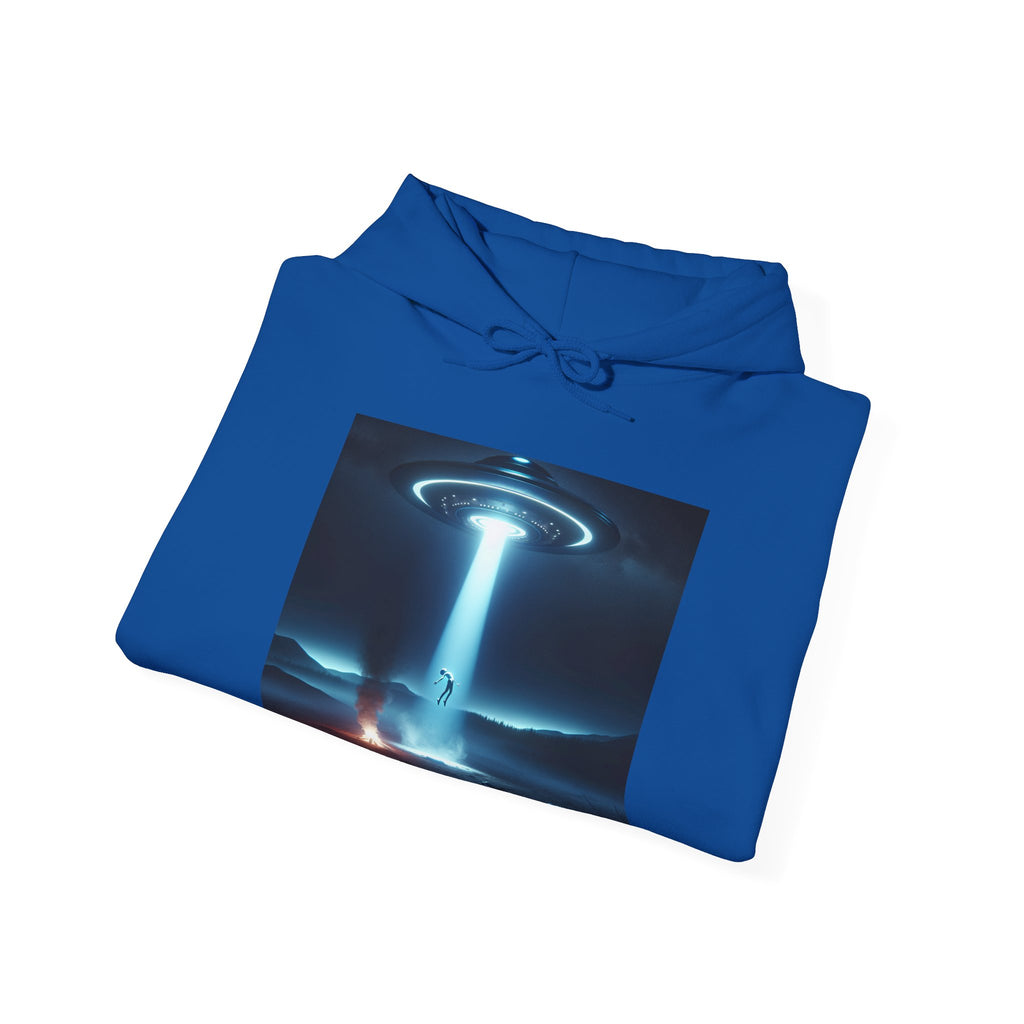 Alien Abduction Hoodie — Spaceship Tractor Beam Graphic Sweatshirt