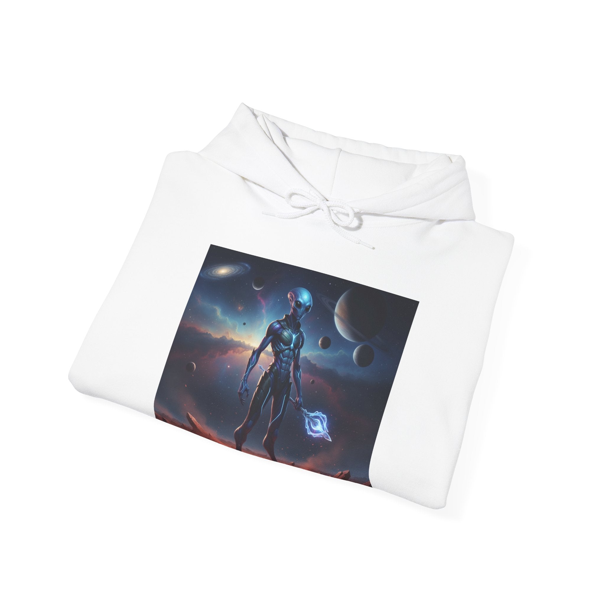 Sci‑Fi Alien Warrior Hoodie — Cosmic Space Landscape Graphic Sweatshirt