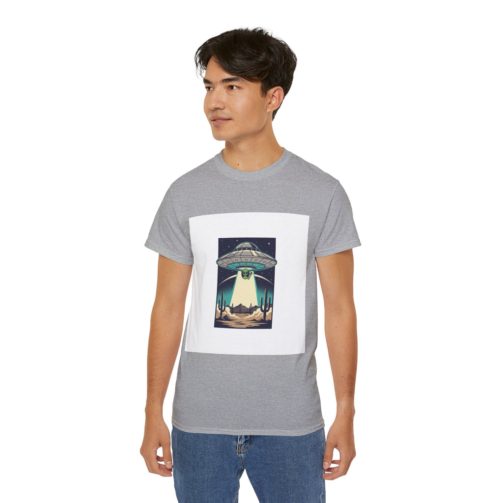 Alien Spaceship Tee — Retro UFO Abduction Desert Graphic T-Shirt Adult Unisex