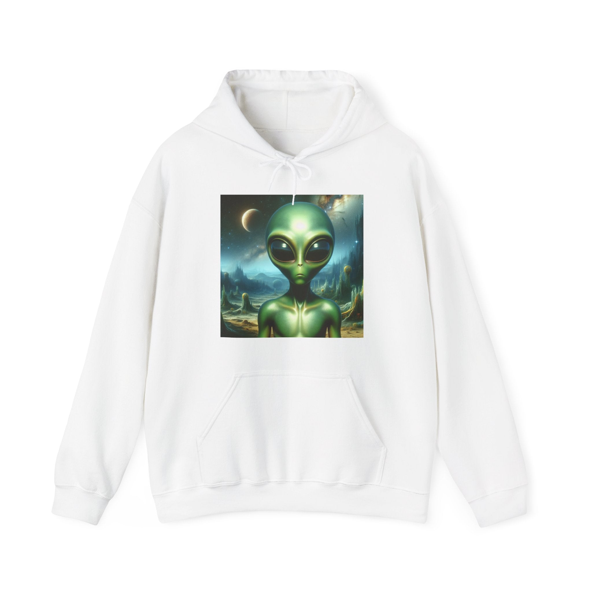 Alien Graphic Hoodie — Green Outer Space Alien Hoodie Sweatshirt