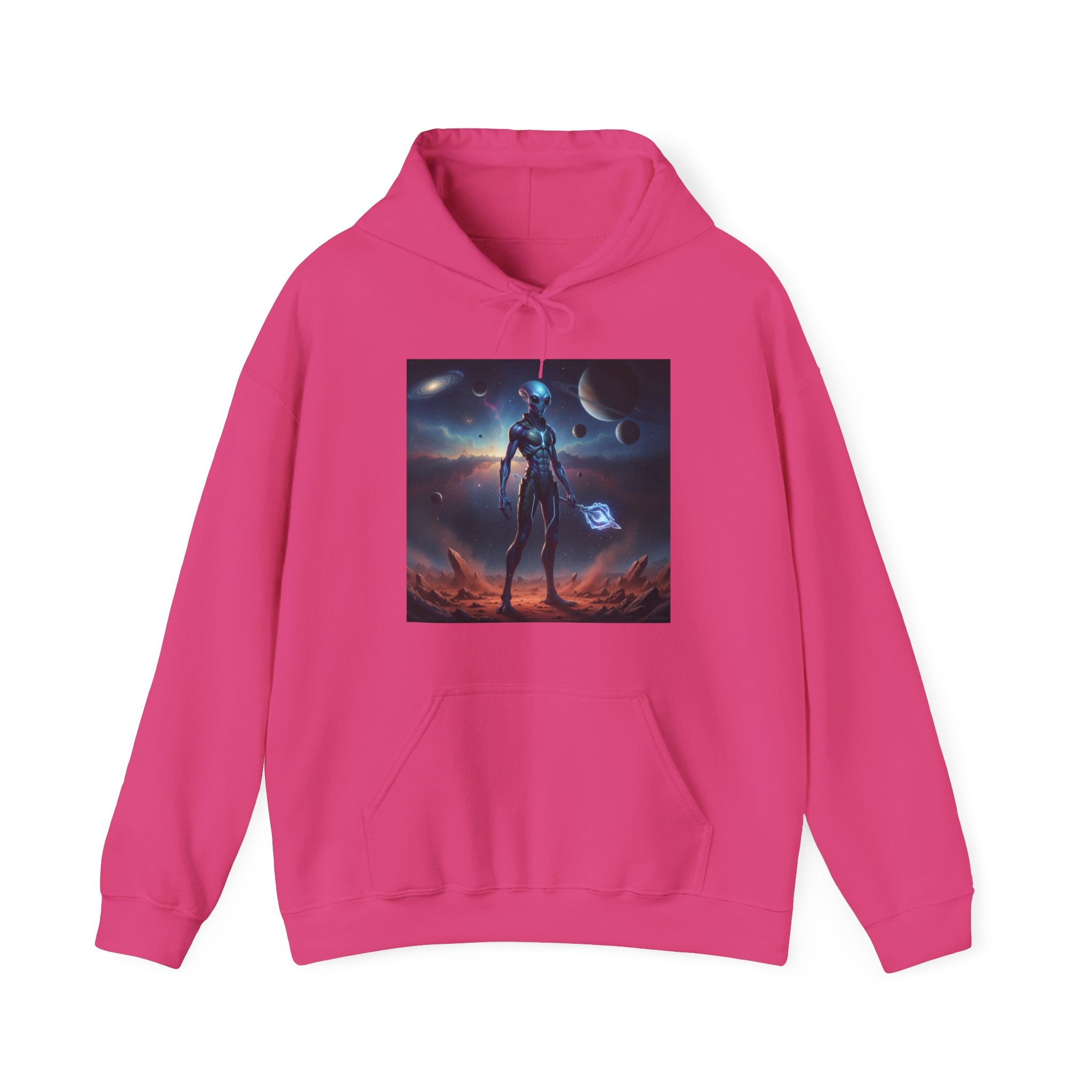 Sci‑Fi Alien Warrior Hoodie — Cosmic Space Landscape Graphic Sweatshirt