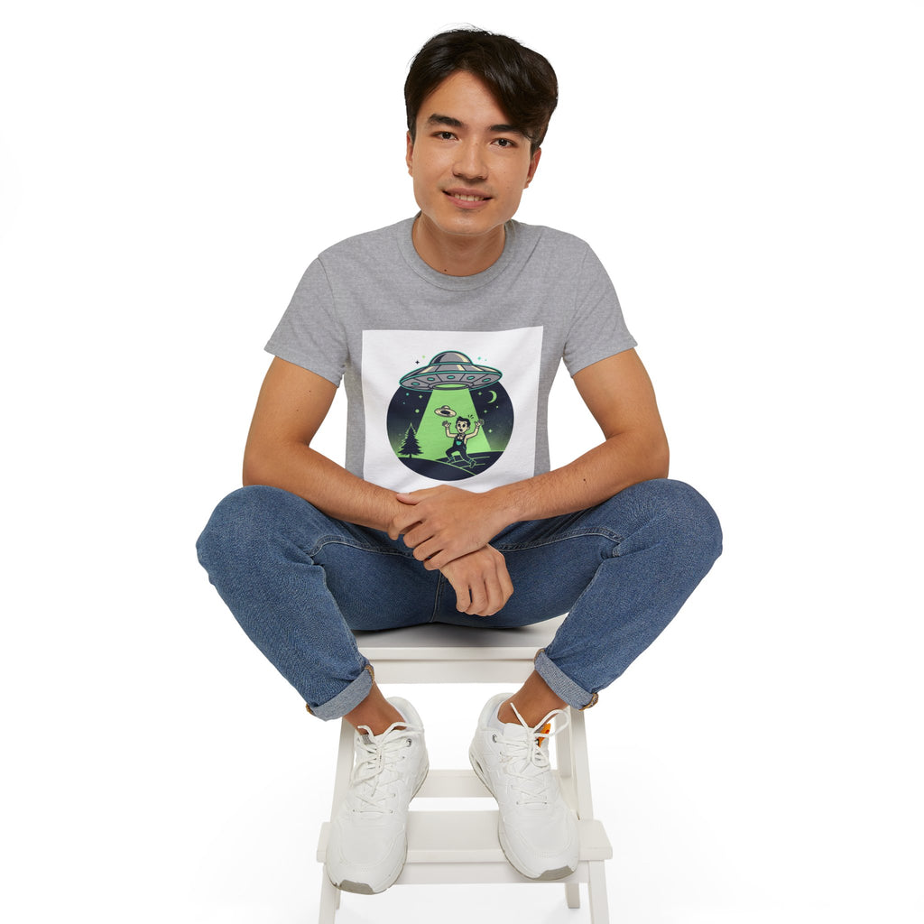 Alien Abduction T-Shirt — Retro UFO Beam Graphic Tee