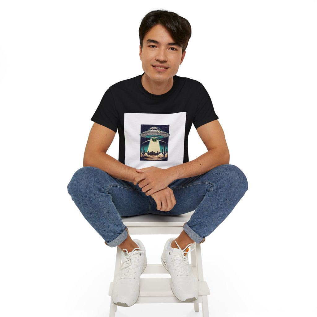Alien Spaceship Tee — Retro UFO Abduction Desert Graphic T-Shirt Adult Unisex