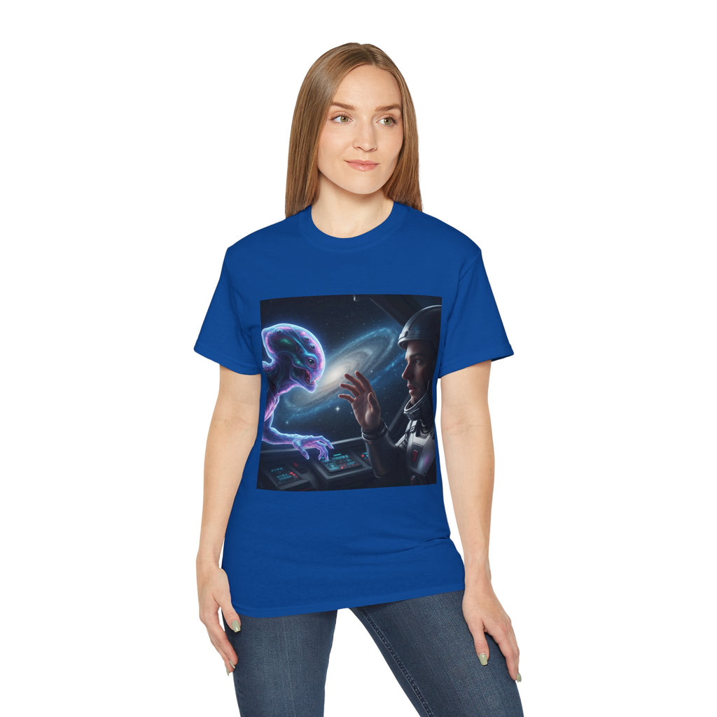 Astronaut & Hologram Alien Tee — Sci‑Fi Space Graphic T‑Shirt Adult Unisex