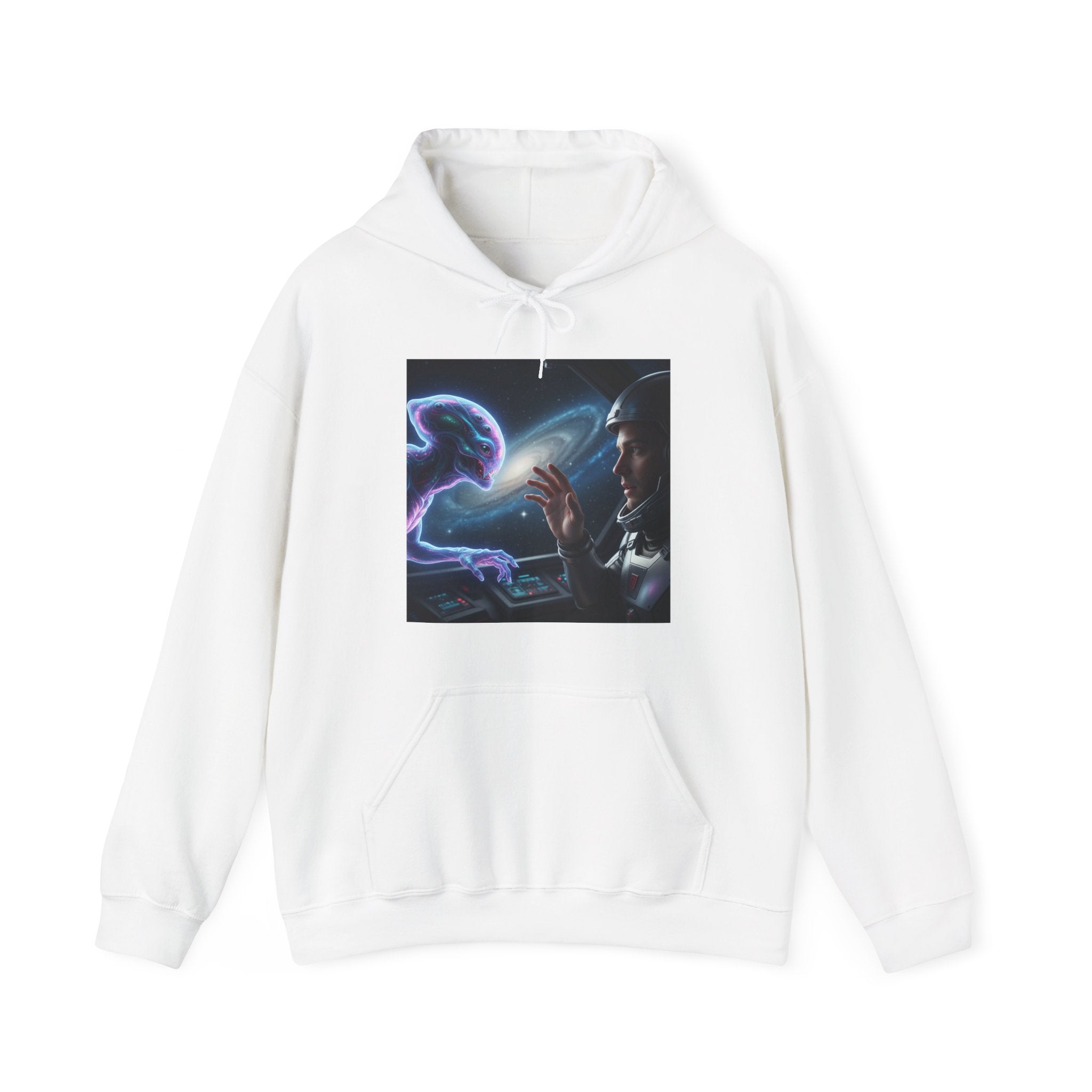 Alien Encounter Hoodie — Sci‑Fi Astronaut & Purple Alien Graphic Sweatshirt