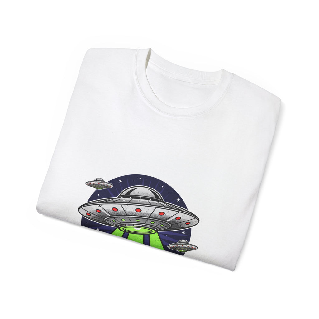 UFO Cow Abduction T-Shirt — Retro Alien Spaceship Tee Adult Unisex