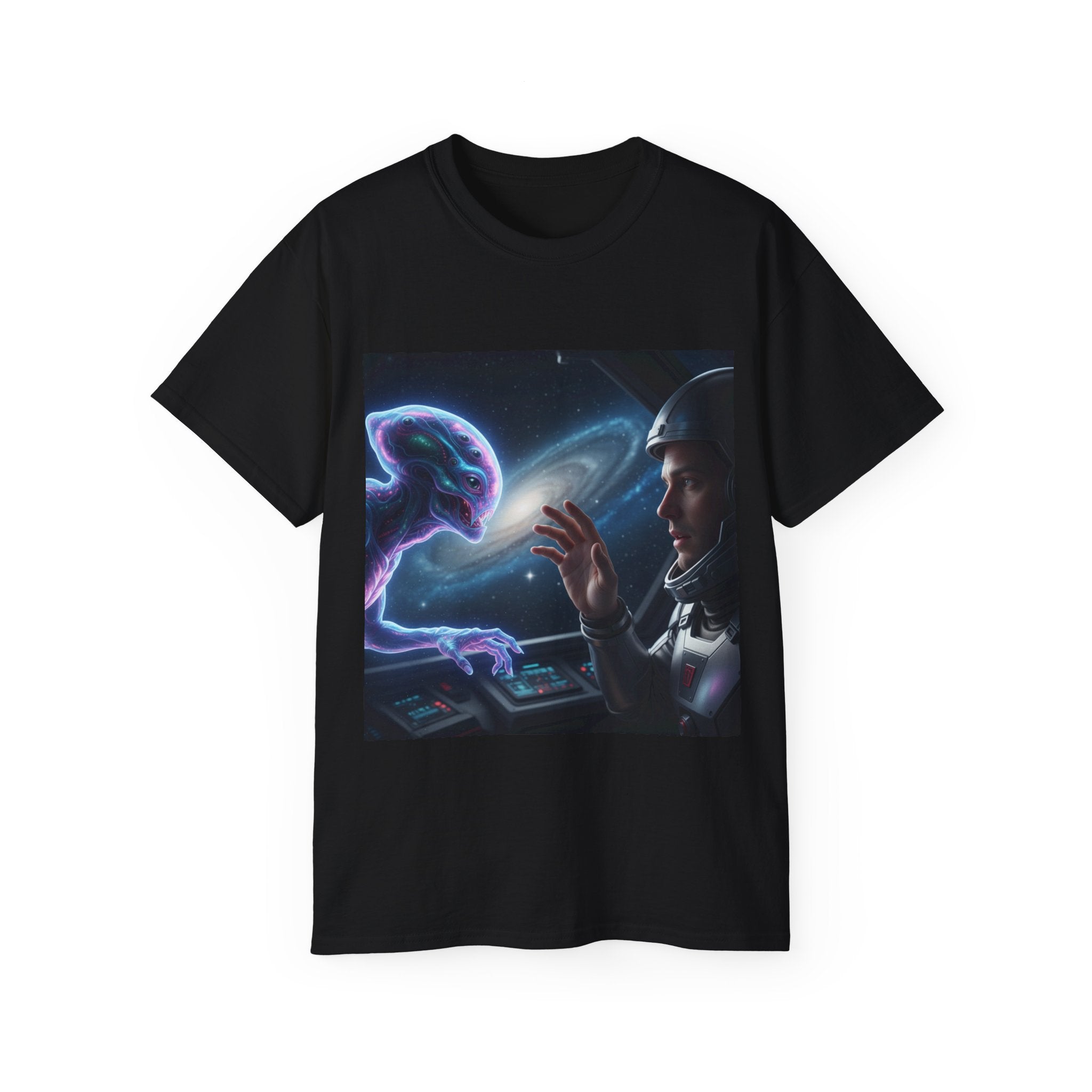 Astronaut & Hologram Alien Tee — Sci‑Fi Space Graphic T‑Shirt Adult Unisex