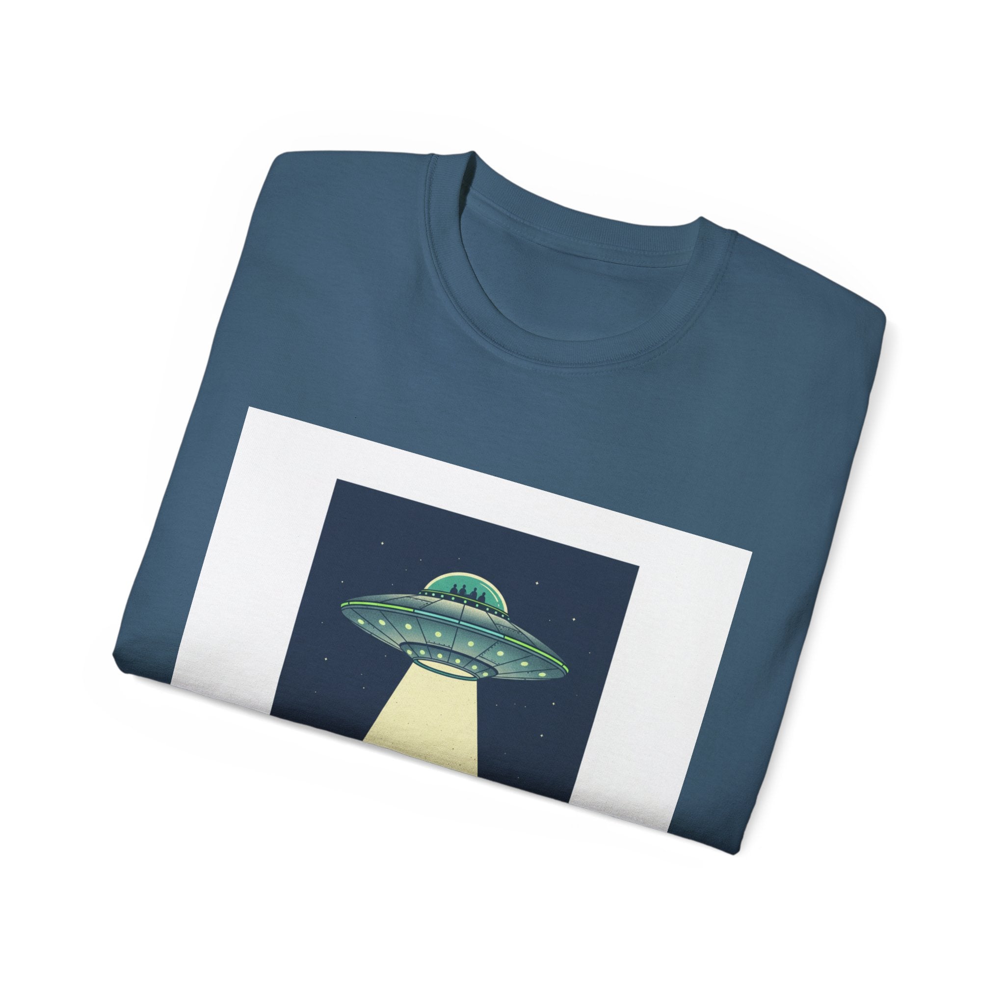 UFO Abduction Graphic Tee — Vintage Car Alien Shirt Adult Unisex