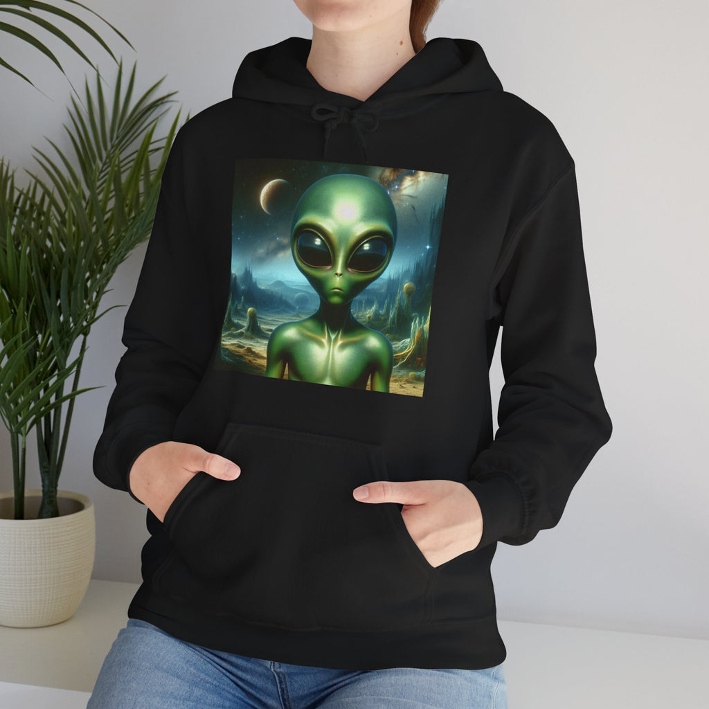 Alien Graphic Hoodie — Green Outer Space Alien Hoodie Sweatshirt