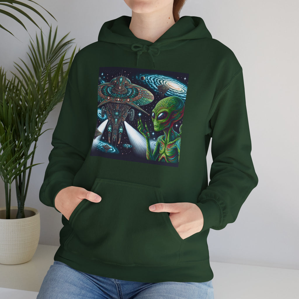 Alien Spaceship Hoodie — Extraterrestrial UFO Graphic Sweatshirt