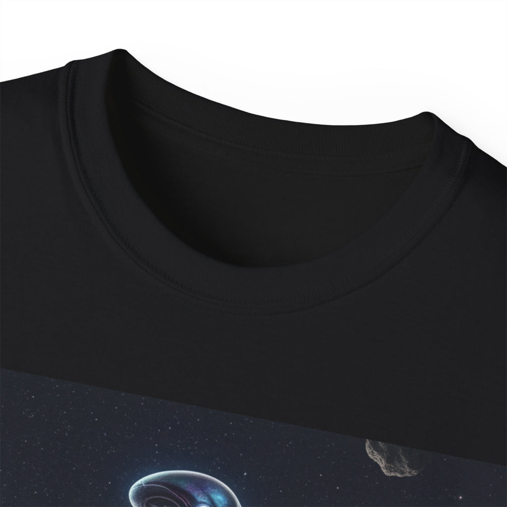 Camiseta con silueta de extraterrestre cósmico — Camiseta de arte espacial de nebulosa galáctica