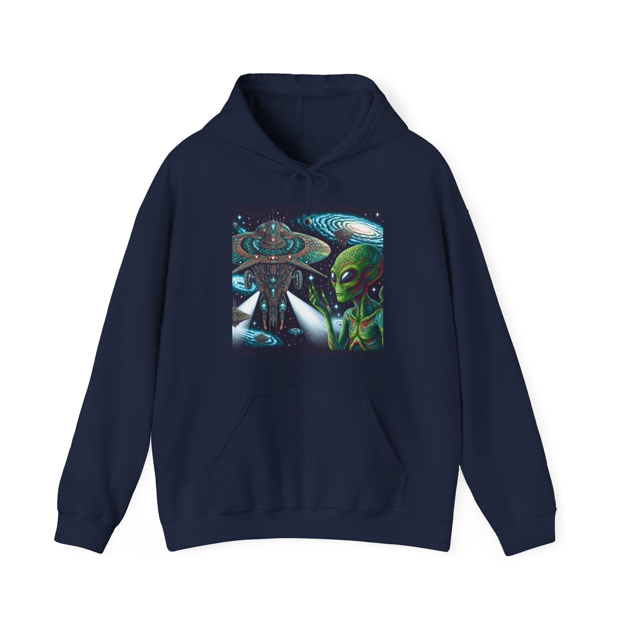 Alien Spaceship Hoodie — Extraterrestrial UFO Graphic Sweatshirt