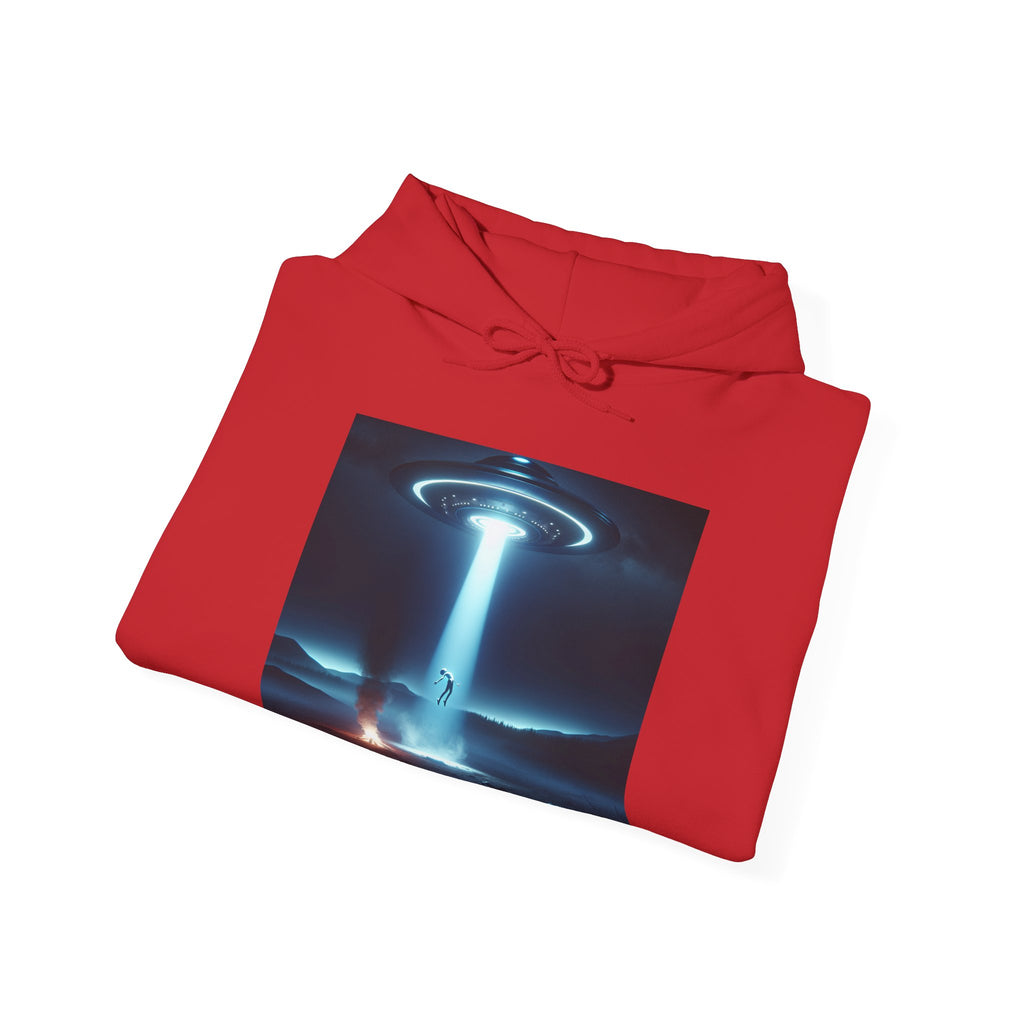 Alien Abduction Hoodie — Spaceship Tractor Beam Graphic Sweatshirt