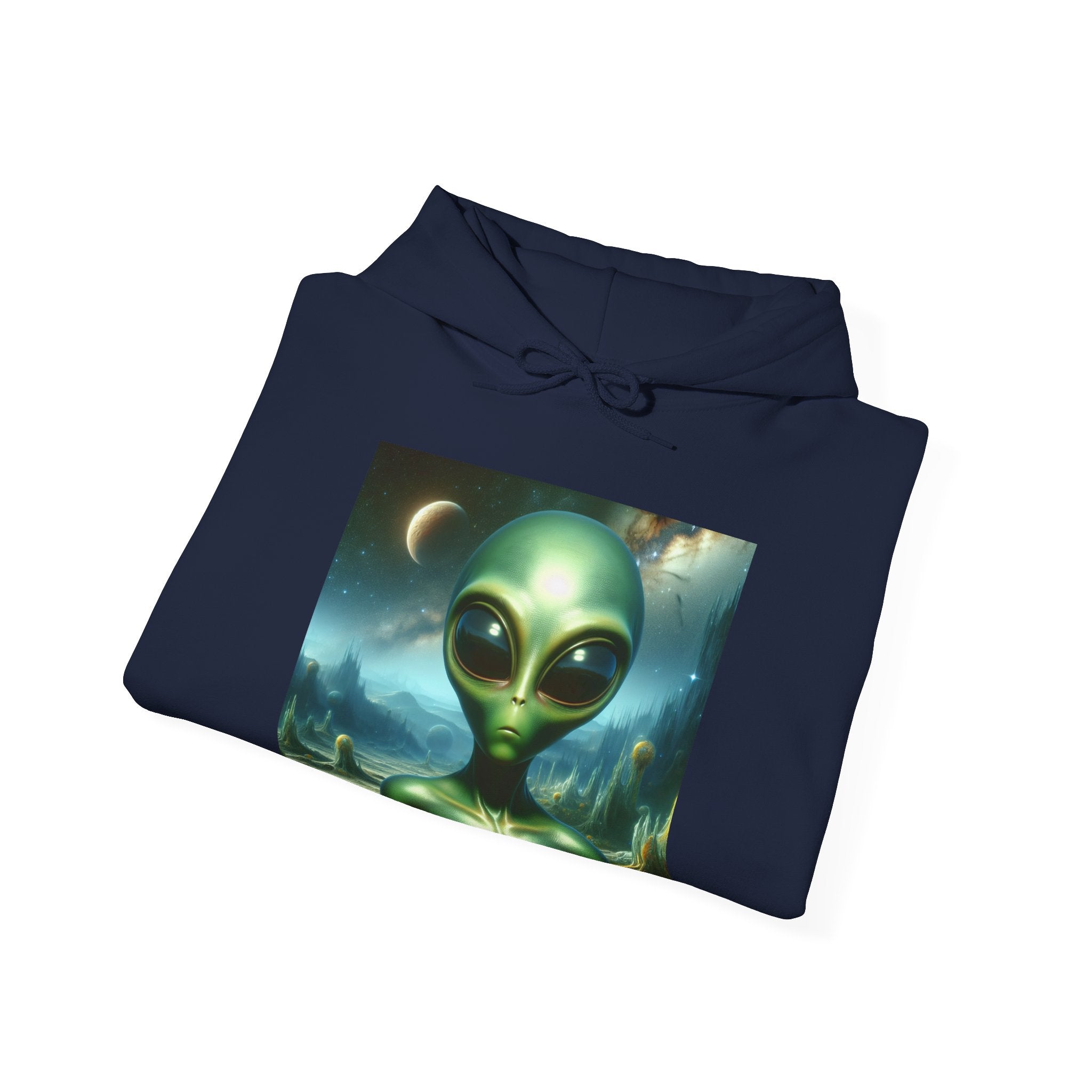 Alien Graphic Hoodie — Green Outer Space Alien Hoodie Sweatshirt