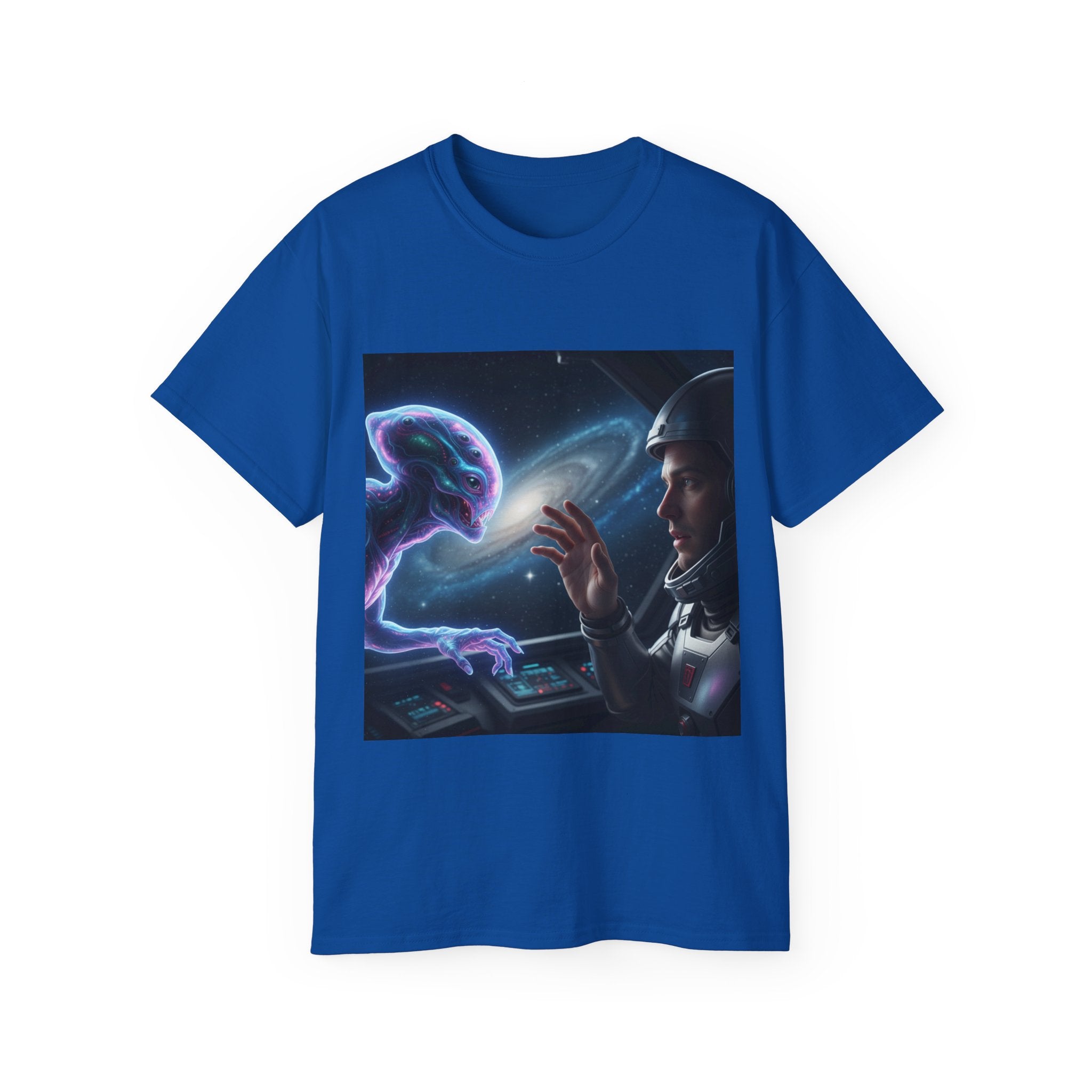 Astronaut & Hologram Alien Tee — Sci‑Fi Space Graphic T‑Shirt Adult Unisex