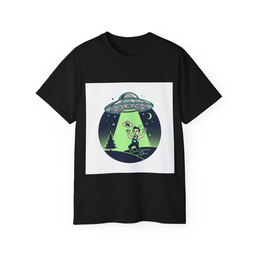 Alien Abduction T-Shirt — Retro UFO Beam Graphic Tee