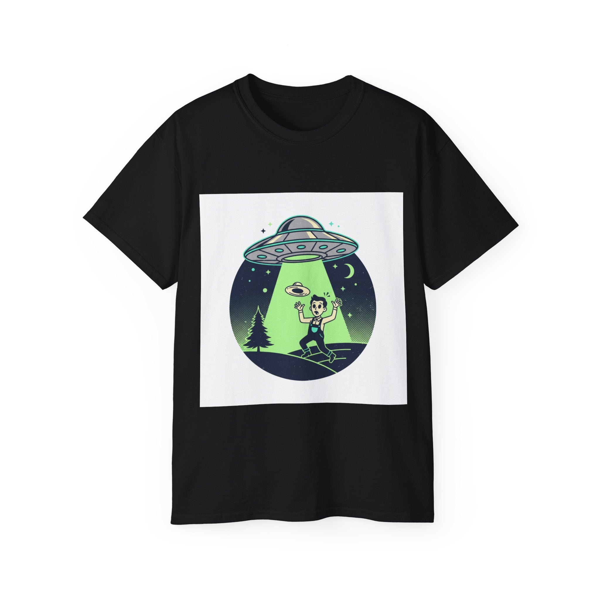 Alien Abduction T-Shirt — Retro UFO Beam Graphic Tee