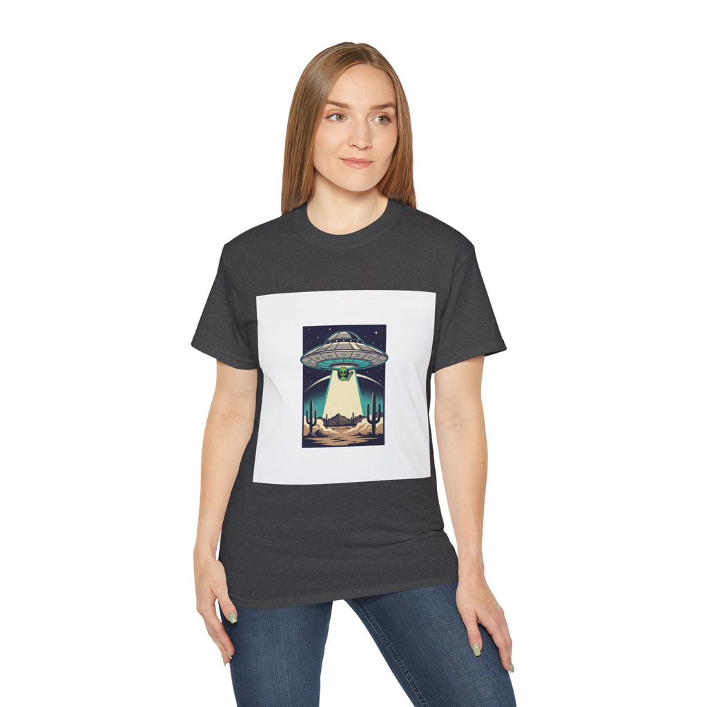Alien Spaceship Tee — Retro UFO Abduction Desert Graphic T-Shirt Adult Unisex