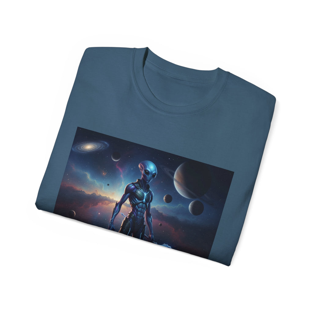 Camiseta de ciencia ficción de guerrero alienígena — Camiseta de explorador espacial de androide cósmico