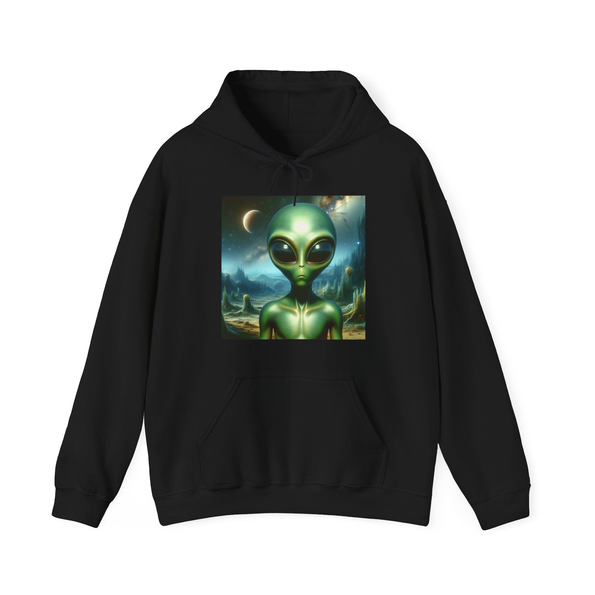 Alien Graphic Hoodie — Green Outer Space Alien Hoodie Sweatshirt