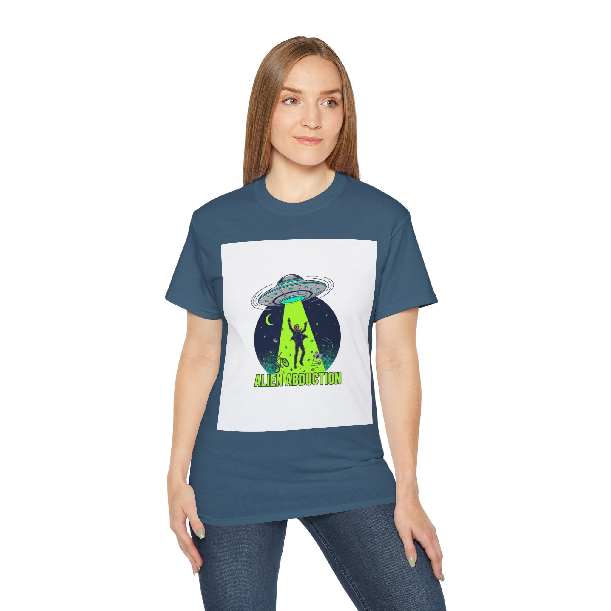 Alien Abduction T-Shirt — UFO Beam Silhouette Tee