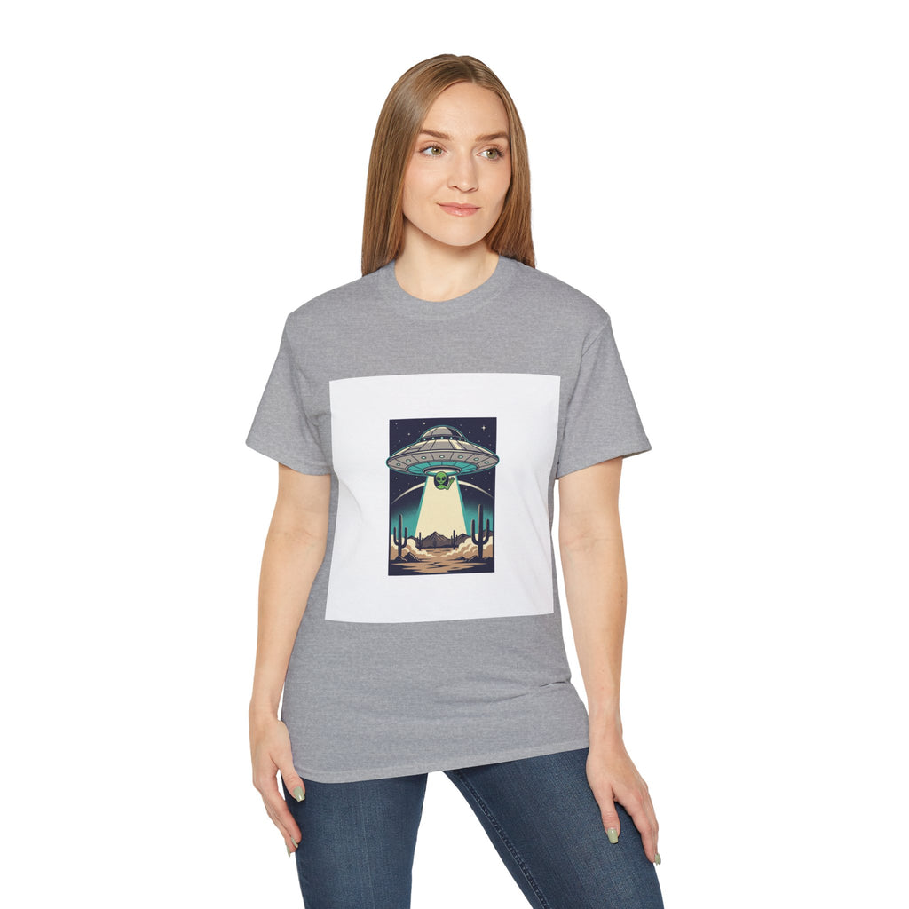 Alien Spaceship Tee — Retro UFO Abduction Desert Graphic T-Shirt Adult Unisex
