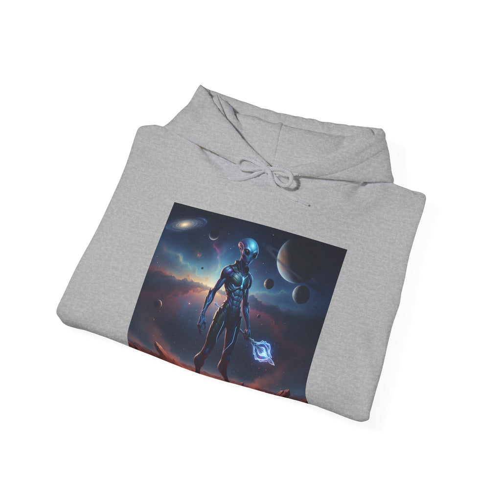 Sci‑Fi Alien Warrior Hoodie — Cosmic Space Landscape Graphic Sweatshirt