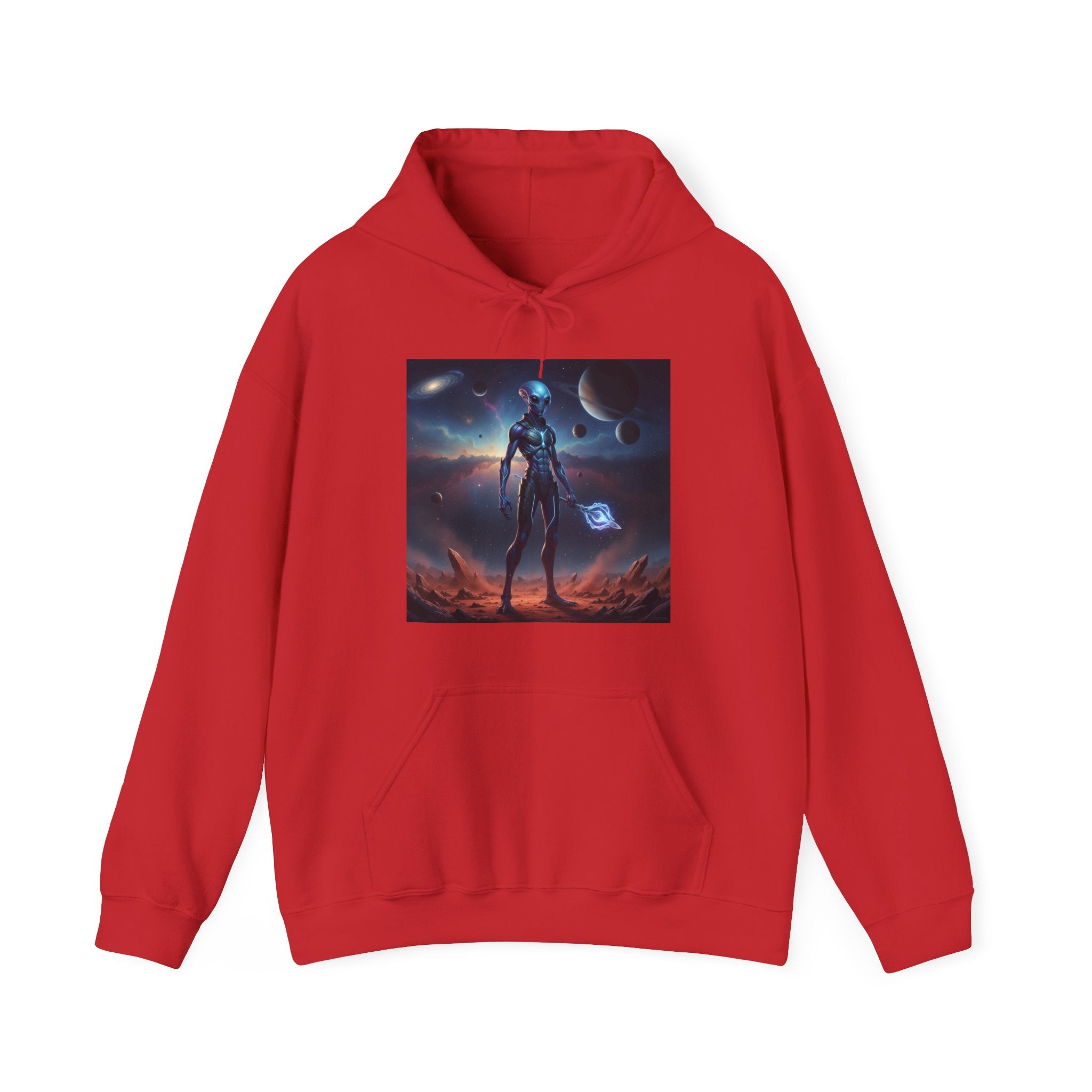 Sci‑Fi Alien Warrior Hoodie — Cosmic Space Landscape Graphic Sweatshirt