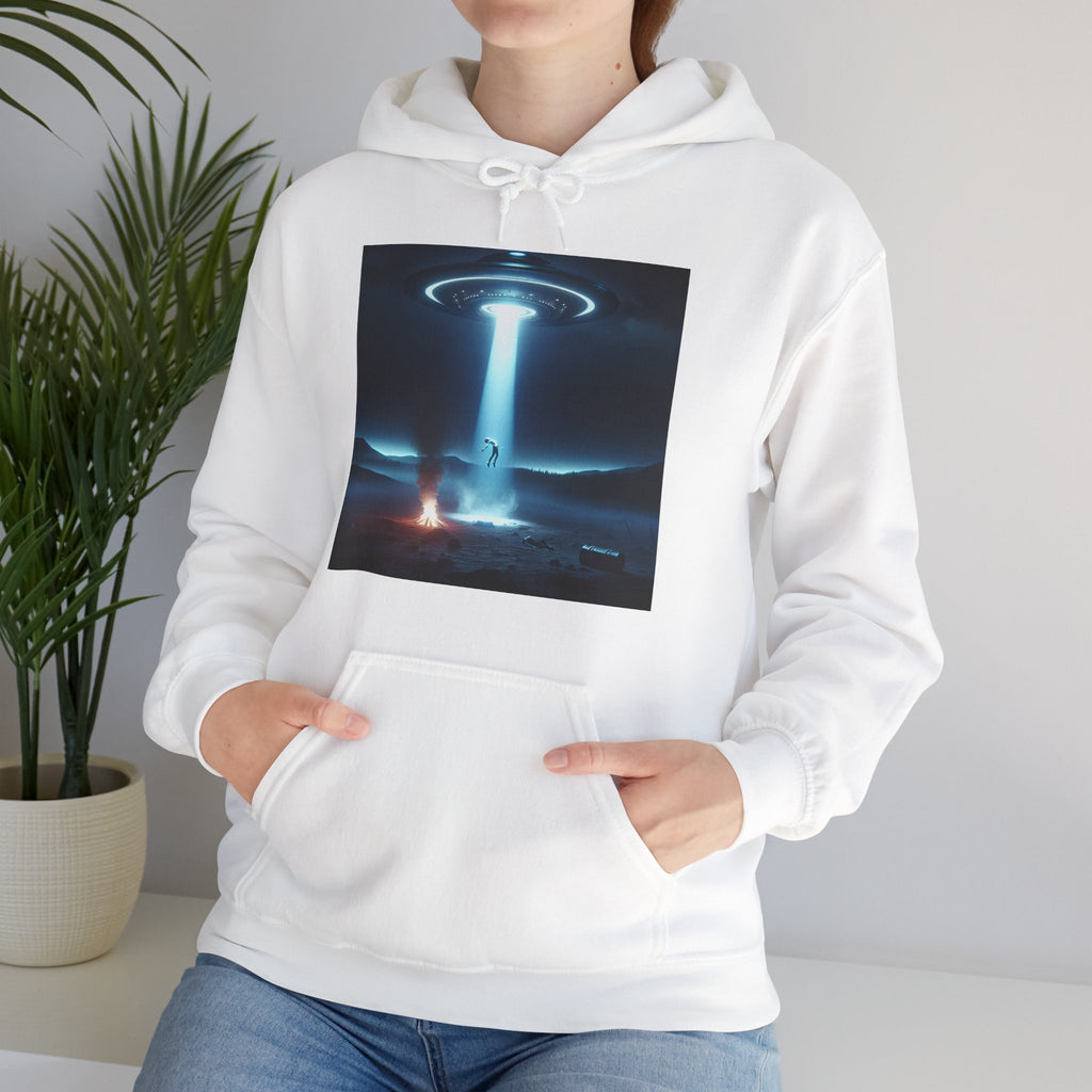 Alien Abduction Hoodie — Spaceship Tractor Beam Graphic Sweatshirt