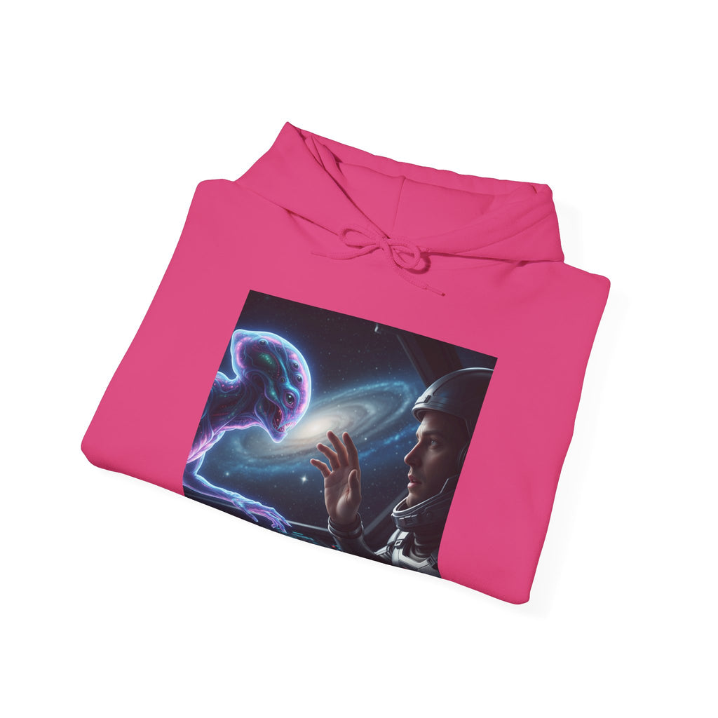 Alien Encounter Hoodie — Sci‑Fi Astronaut & Purple Alien Graphic Sweatshirt