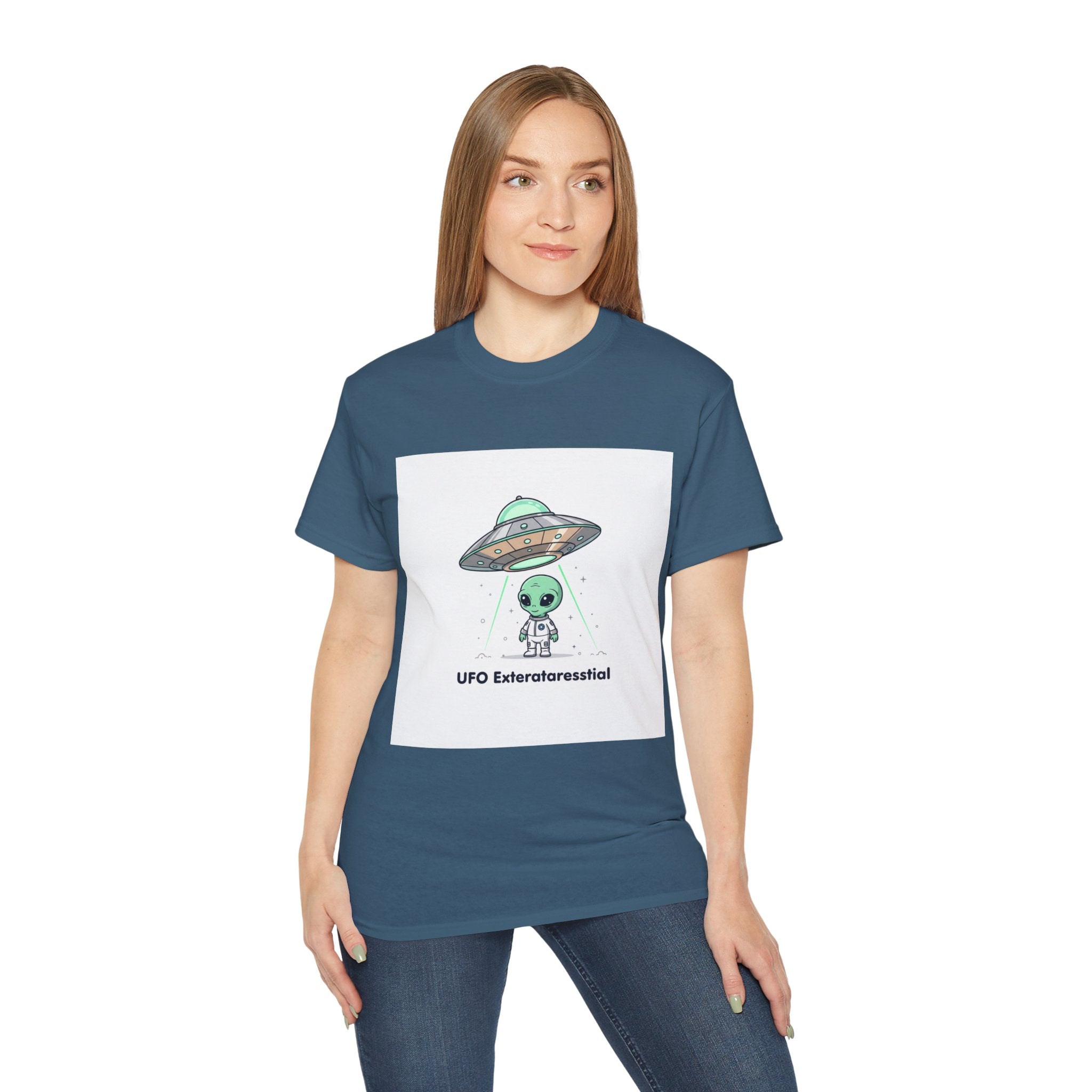 Alien UFO T-Shirt — "UFO Extraterrestrial" Cute Space Graphic Tee Adult Unisex