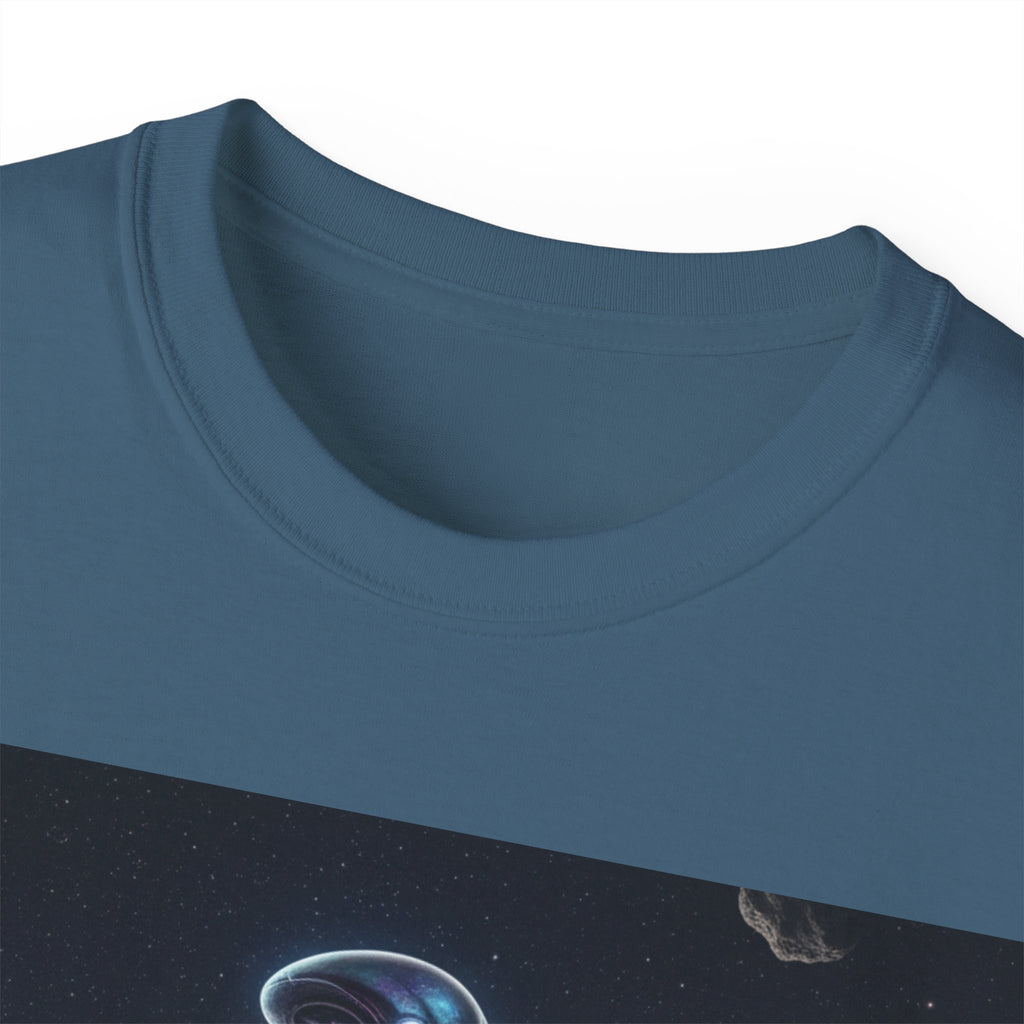 Camiseta con silueta de extraterrestre cósmico — Camiseta de arte espacial de nebulosa galáctica