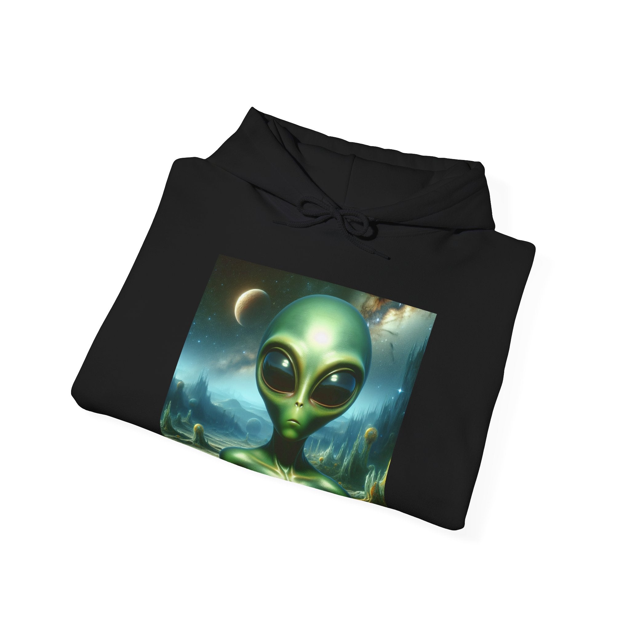 Alien Graphic Hoodie — Green Outer Space Alien Hoodie Sweatshirt
