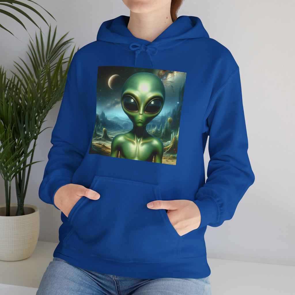 Alien Graphic Hoodie — Green Outer Space Alien Hoodie Sweatshirt