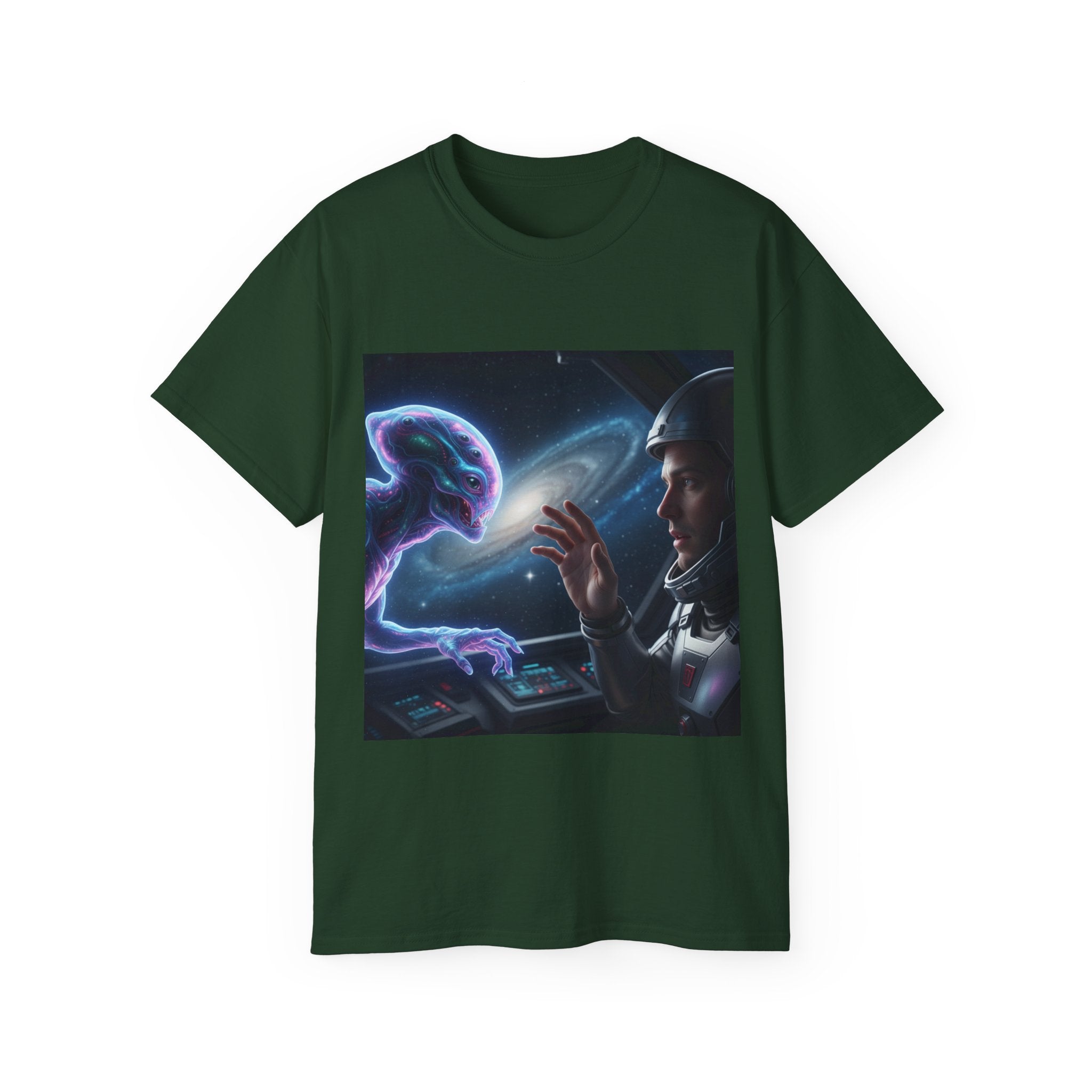Astronaut & Hologram Alien Tee — Sci‑Fi Space Graphic T‑Shirt Adult Unisex