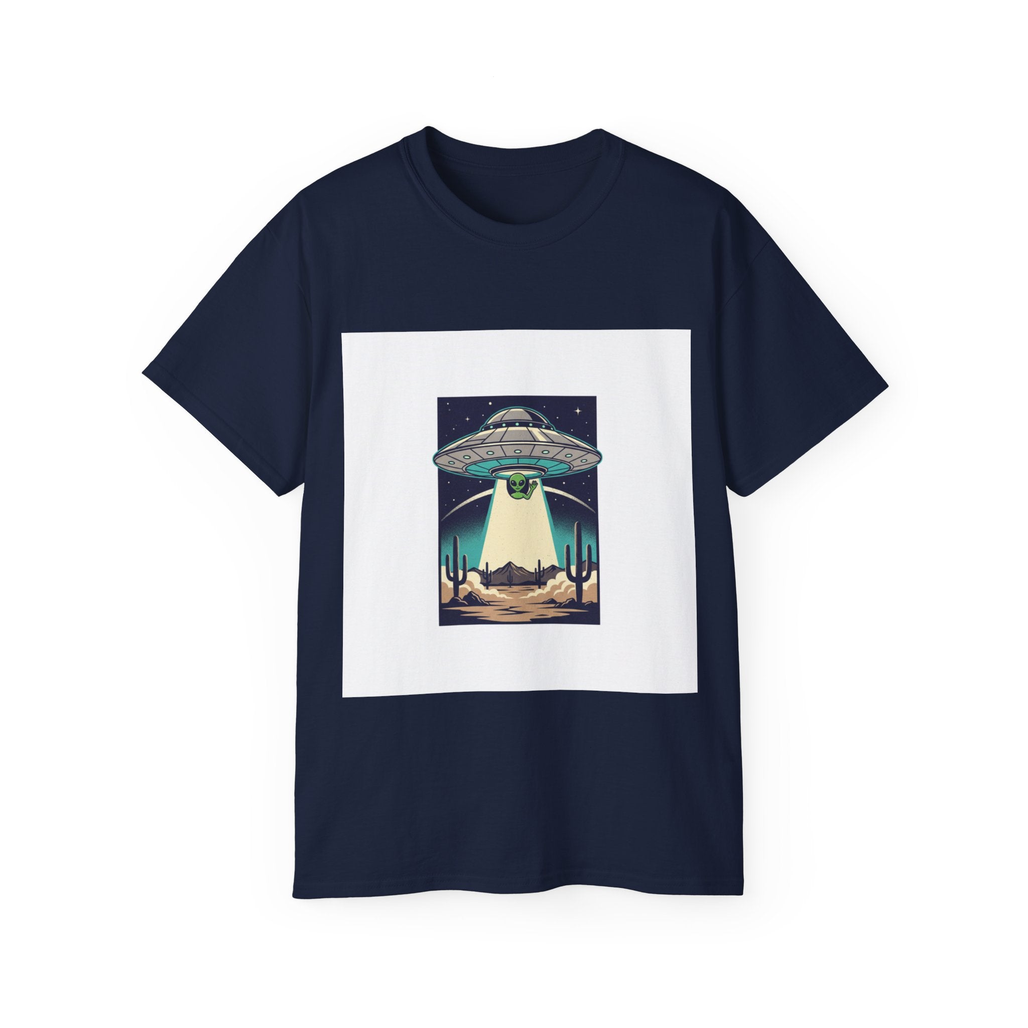 Alien Spaceship Tee — Retro UFO Abduction Desert Graphic T-Shirt Adult Unisex