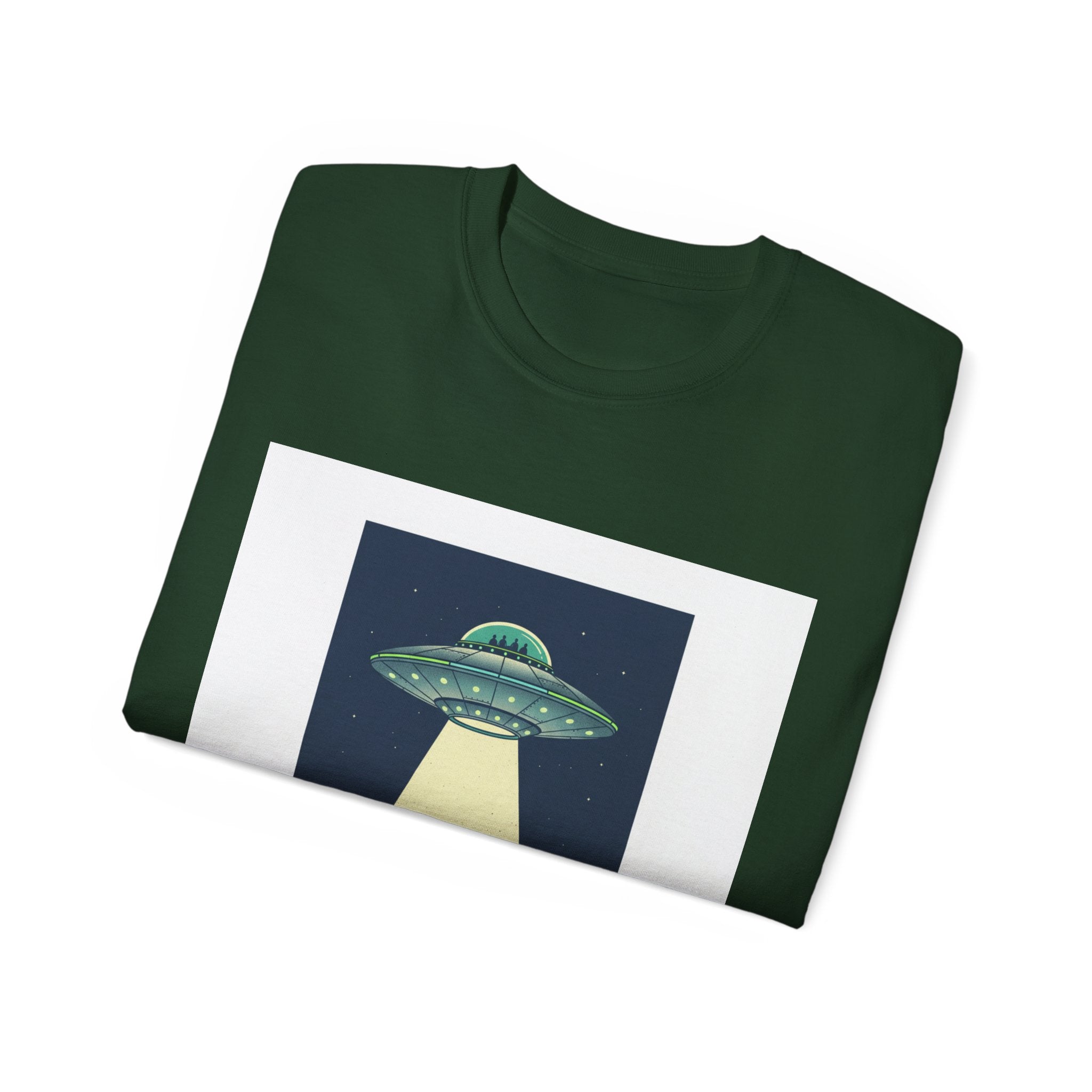 UFO Abduction Graphic Tee — Vintage Car Alien Shirt Adult Unisex