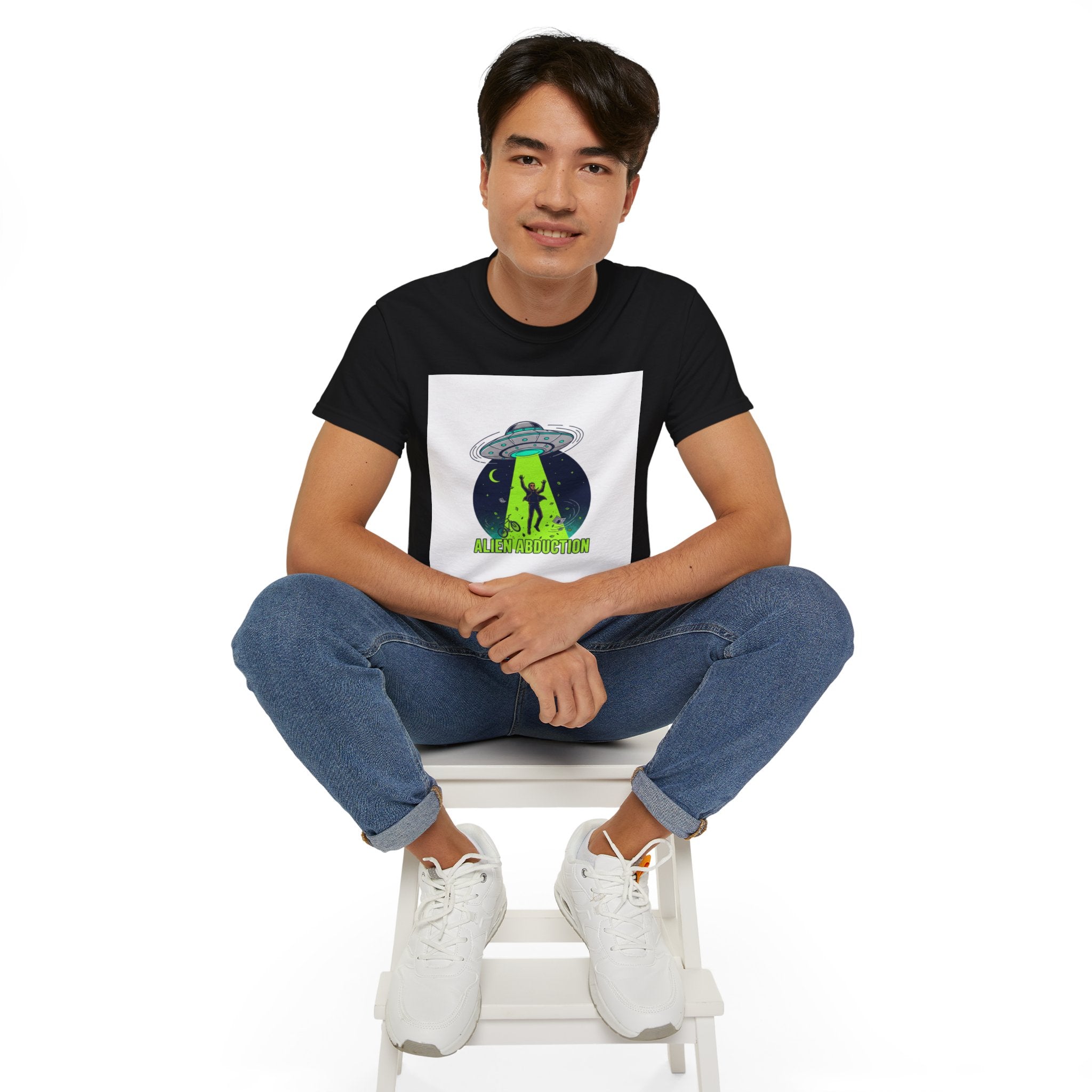 Alien Abduction T-Shirt — UFO Beam Silhouette Tee
