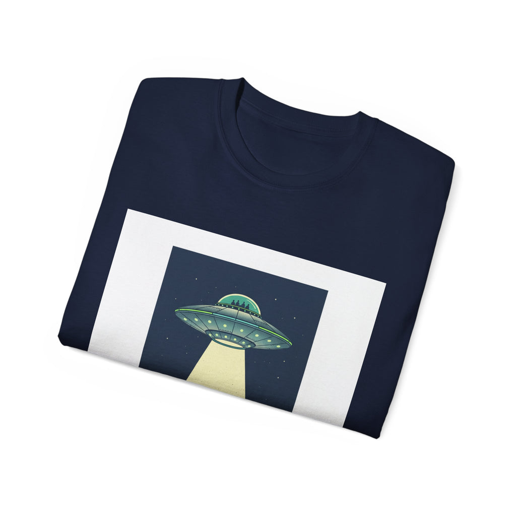 UFO Abduction Graphic Tee — Vintage Car Alien Shirt Adult Unisex