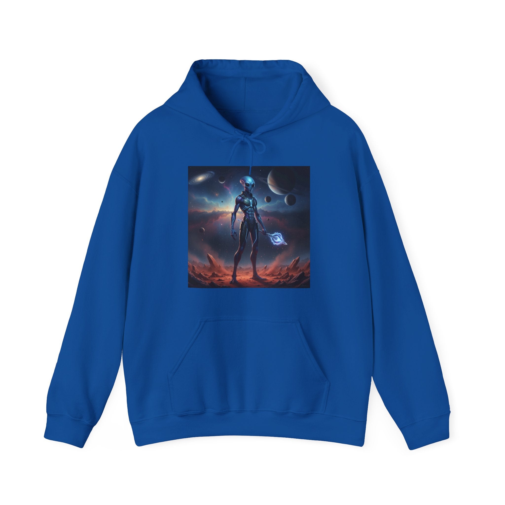 Sci‑Fi Alien Warrior Hoodie — Cosmic Space Landscape Graphic Sweatshirt