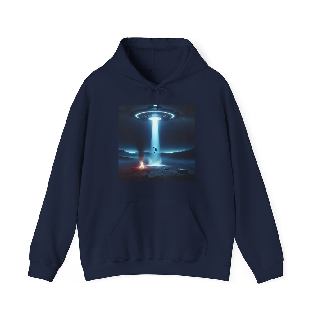 Alien Abduction Hoodie — Spaceship Tractor Beam Graphic Sweatshirt
