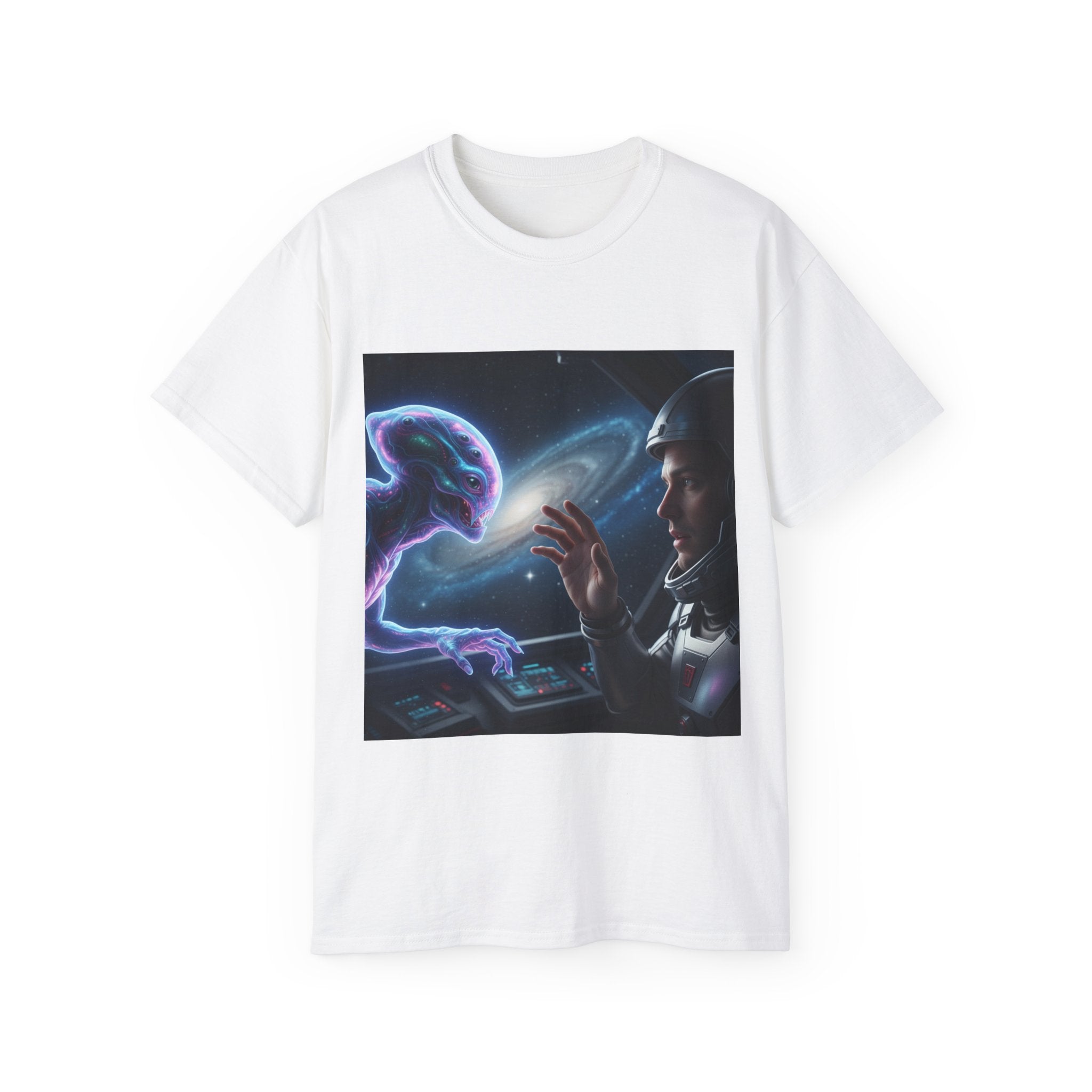 Astronaut & Hologram Alien Tee — Sci‑Fi Space Graphic T‑Shirt Adult Unisex