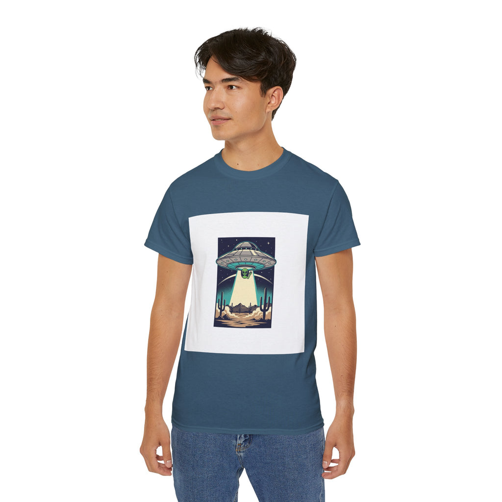 Alien Spaceship Tee — Retro UFO Abduction Desert Graphic T-Shirt Adult Unisex