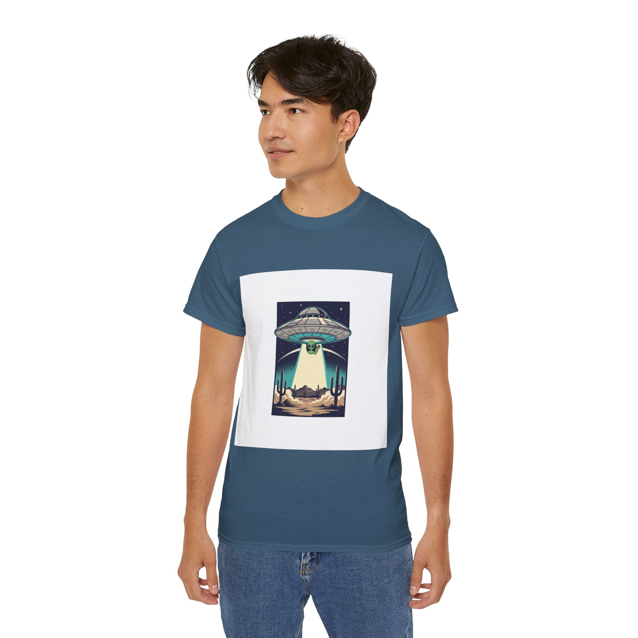Alien Spaceship Tee — Retro UFO Abduction Desert Graphic T-Shirt Adult Unisex