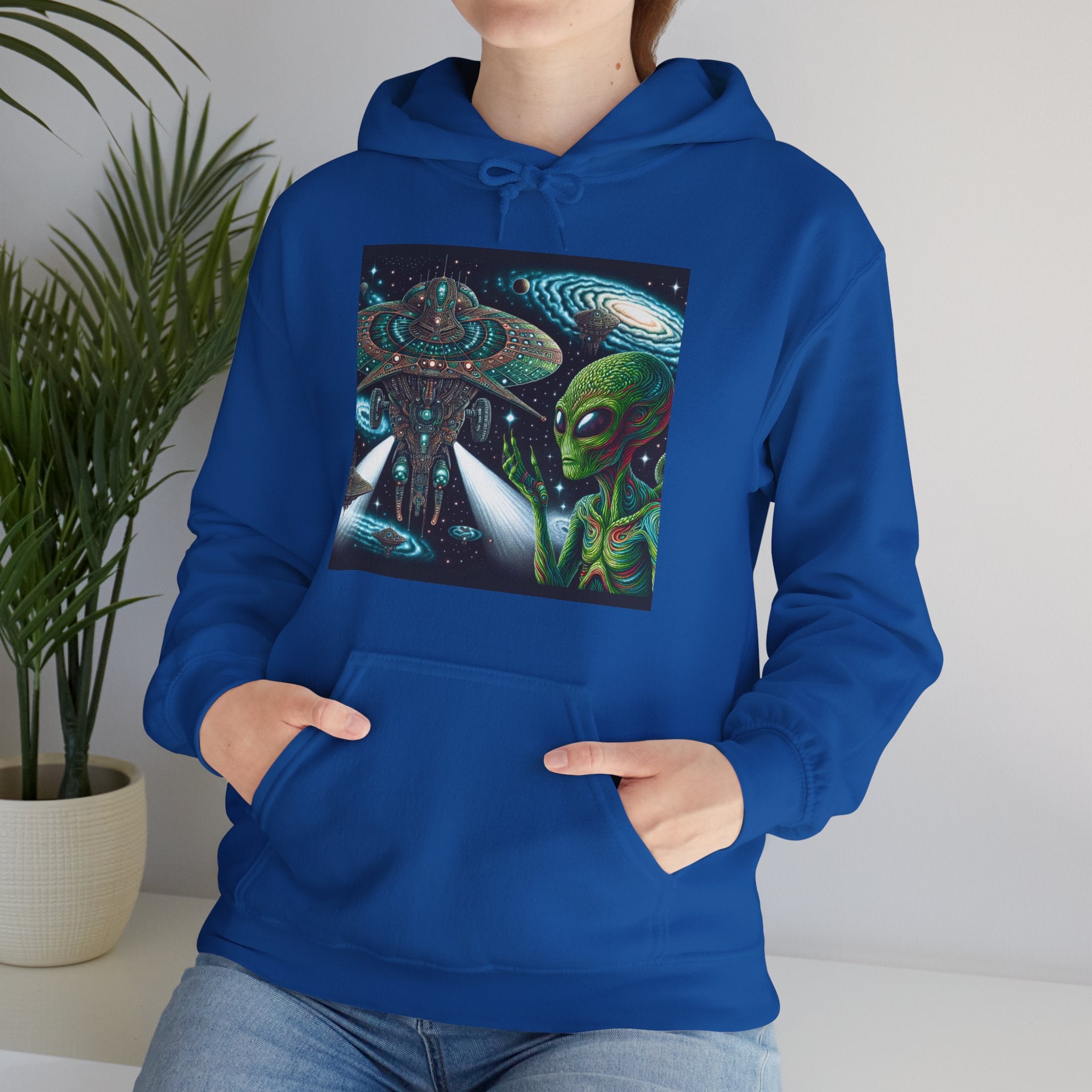 Alien Spaceship Hoodie — Extraterrestrial UFO Graphic Sweatshirt