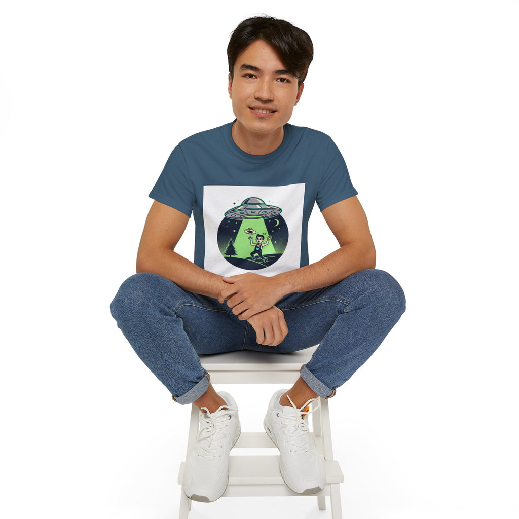 Alien Abduction T-Shirt — Retro UFO Beam Graphic Tee