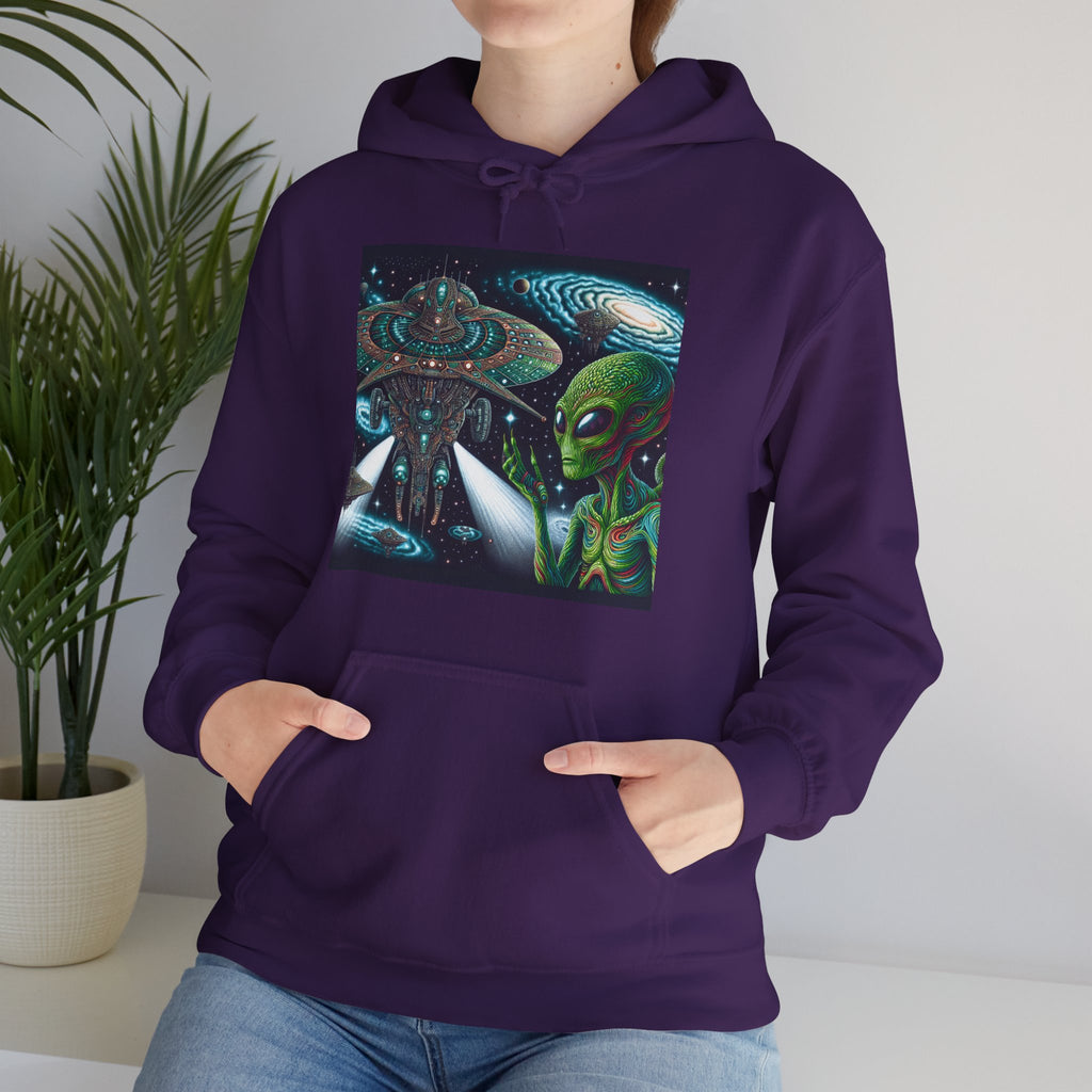 Alien Spaceship Hoodie — Extraterrestrial UFO Graphic Sweatshirt
